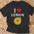 フルーツ レモン 面白いユーモア かわいい シンプル 小さなレモン I Love Lemon Tシャツ 高齢者への贈り物