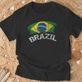 ブラジルの国旗 アンティーク調 ラテン 男性 女性 キッズ ブラジル Tシャツ 高齢者への贈り物