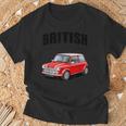 ブリティッシュクラシックカー レッド ミニスポーツカー Tシャツ 高齢者への贈り物