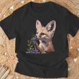 ブルーベリー フェネック キツネ ブルーベリー アニマルアート 野生動物 自然 Tシャツ 高齢者への贈り物