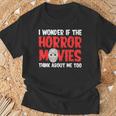ホラー映画「I Wonder If Horror Movies Think About Me Too 」ホラームービー Tシャツ 高齢者への贈り物
