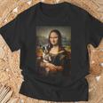 ボストンテリア モナリザ 絵画 アート 犬 ママ お父さん Tシャツ 高齢者への贈り物