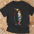 ボタニカルフラワーのシルエット 花柄 ペンギン Tシャツ 高齢者への贈り物