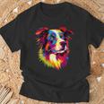 ボーダーコリー ポップアート レインボーカラー カラフル ボーダーコリー Tシャツ 高齢者への贈り物