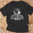 ボーダーコリーのお父さんとかわいい犬の頭を胸に Tシャツ 高齢者への贈り物