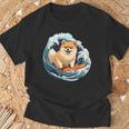 ポメラニアン 面白いtシャツ 犬 イヌ サーフィン 夏 かわいい メンズ 子供 おもしろ 服 グッズ ネタ Tシャツ 高齢者への贈り物