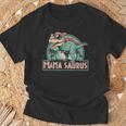 ママサウルス恐竜レトロママのレトロ面白い Tシャツ 高齢者への贈り物