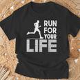 マラソンランナー Run For Your Life ランニング Tシャツ 高齢者への贈り物