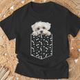 マルチーズ犬ポケット子犬の顔ペット愛好家 Tシャツ 高齢者への贈り物