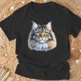 メインクーン 猫の肖像画 Tシャツ 高齢者への贈り物