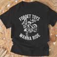 モトクロス ライダー ダートバイク ヘルメット Forget Toys I Just Wanna Tシャツ 高齢者への贈り物