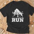ランニング ブル レイジング ブルズ ラン 闘牛 カウボーイズ 恋人 動物 Tシャツ 高齢者への贈り物