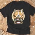 ラーメンを食べる犬 Tシャツ 高齢者への贈り物