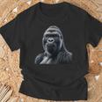 リアルなゴリラアートtシャツ、野生動物の霊長類の肖像画。 Tシャツ 高齢者への贈り物