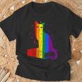 レインボー猫と本と星 Lgbt プライド Tシャツ 高齢者への贈り物