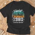 レトロ 45歳 ヴィンテージ 1980年6月 45歳の誕生日 男性 女性 Tシャツ 高齢者への贈り物