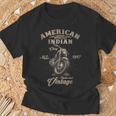 レトロ アメリカン オートバイ インディアン オールドバイカー Tシャツ 高齢者への贈り物