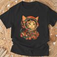 レトロ 宇宙飛行士 猫 Tシャツ 高齢者への贈り物
