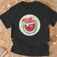 ヴィンテージ スクラッチ&スニフ ステッカー スイカ、メロンパワー Tシャツ 高齢者への贈り物