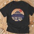 ヴィンテージ 和 富士山 山の上の日本の舞う太陽 Tシャツ 高齢者への贈り物