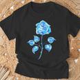 一輪挿し 青いバラ かわいい 青いバラ 花 ガーデニング Tシャツ 高齢者への贈り物
