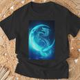 三日月のドラゴン ブルーギャラクシー天文学 アート Tシャツ 高齢者への贈り物
