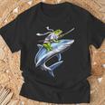 侍ニンジャカエルがサメに乗る日本の戦士面白い Tシャツ 高齢者への贈り物