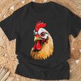 動物愛好家のための大胆な農場の鶏の頭のアート Tシャツ 高齢者への贈り物