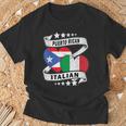 半分イタリア半分プエルトリコの国旗 ハート イタリア プエルトリコ Tシャツ 高齢者への贈り物
