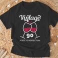 卒寿祝い ワイン好き 酒好き 父 母 男性 女性 90歳お祝いintage Aged To Perfection Tシャツ 高齢者への贈り物