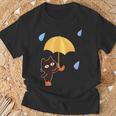 大人かわいい絵本の猫 雨の日 Tシャツ 高齢者への贈り物