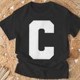 大文字 C アルファベット モノグラム イニシャル Tシャツ 高齢者への贈り物