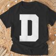大文字 D アルファベットモノグラム イニシャル Tシャツ 高齢者への贈り物