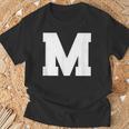 大文字 M アルファベットモノグラム イニシャル Tシャツ 高齢者への贈り物