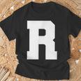 大文字 R アルファベット モノグラム イニシャル Tシャツ 高齢者への贈り物