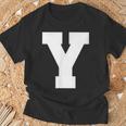 大文字 Y アルファベット モノグラム イニシャル Tシャツ 高齢者への贈り物