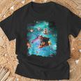 宇宙 レーザー目 猫 ピザに乗る猫 ギャラクシーキャット Tシャツ 高齢者への贈り物