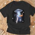 宇宙猫 面白い宇宙猫銀河ufoエイリアンアブダクション Tシャツ 高齢者への贈り物