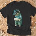 帽子をかぶった面白い太った猫 Ia アート デザイン太った子猫猫愛好家 Tシャツ 高齢者への贈り物