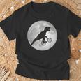 恐竜 ダイナソー 面白いtシャツ ティラノサウルス 月と自転車 サイクリング アート メンズ 子供 おもしろ 服 ネタ Tシャツ 高齢者への贈り物