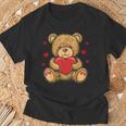 愛らしいハート付きテディベア ラブぬいぐるみ Tシャツ 高齢者への贈り物