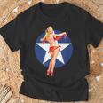 愛国心 ヴィンテージ セクシー ピンナップ 女の子 Tシャツ 高齢者への贈り物