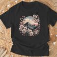 日本の桜 ピンク 桜 富士山 自然 アート Tシャツ 高齢者への贈り物
