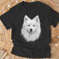 日本スピッツ 犬 モチーフ ペットアート 青い目 日本スピッツ Tシャツ 高齢者への贈り物