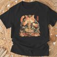 日本美術 ラーメン 猫 忍者 浮世絵 アニメ風 侍猫 Tシャツ 高齢者への贈り物