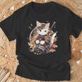 日本美術 猫 忍者 浮世絵 アニメ風 侍猫 Tシャツ 高齢者への贈り物