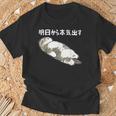 明日から本気出す 面白い猫のことわざ Tシャツ 高齢者への贈り物