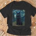 星月夜 ヴィンセント・ヴァン・ゴッホ 黒猫 レトロ絵画 猫 Tシャツ 高齢者への贈り物