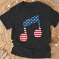 星条旗 アメリカ国旗 音符 Tシャツ 高齢者への贈り物