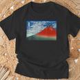 晴天の赤富士山 日本風景アートプリント Tシャツ 高齢者への贈り物